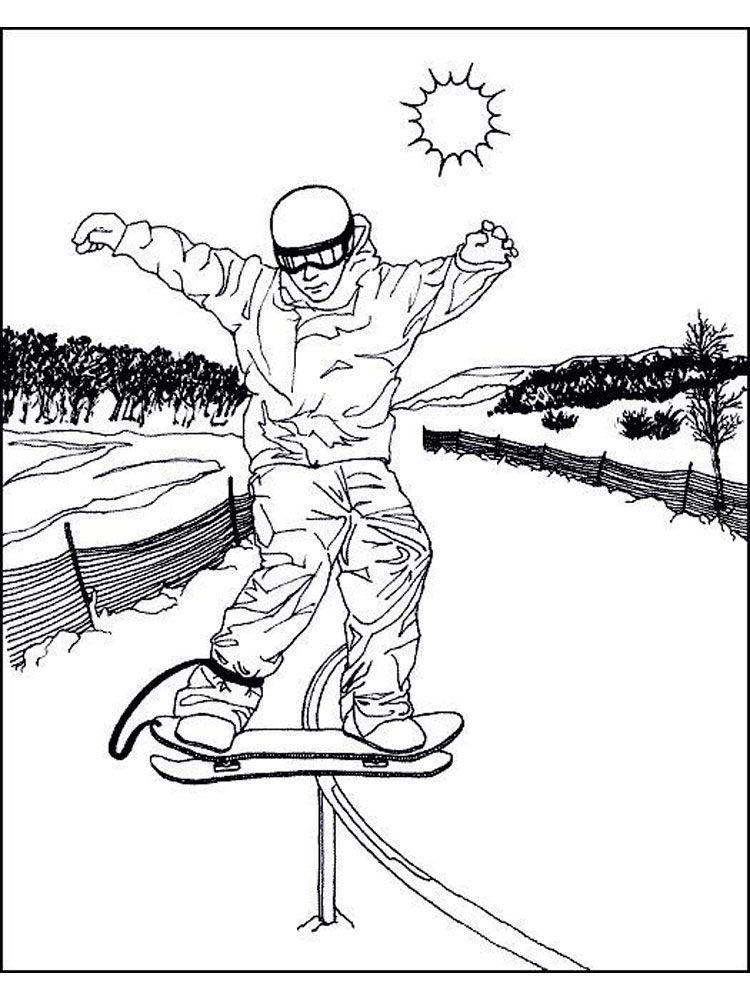 Çocuklar İçin Snowboard Boyama Sayfaları 