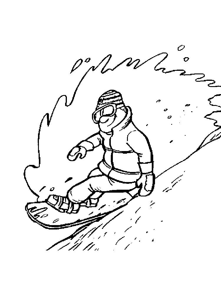 Çocuklar İçin Snowboard Boyama Sayfaları 