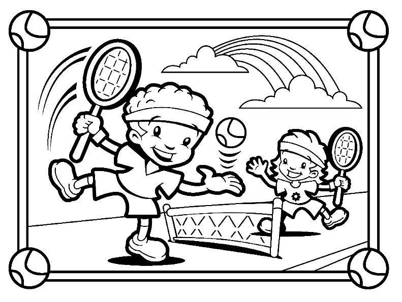Çocuklar İçin Tenis Boyama Sayfaları 