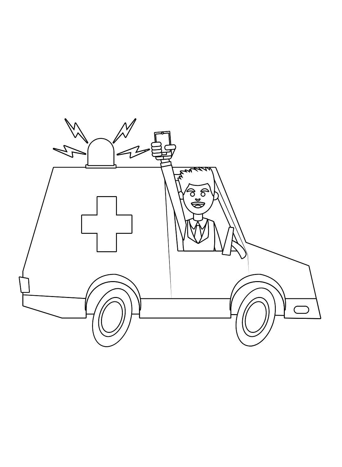 Çocuklar İçin Ambulans Boyama Sayfaları 