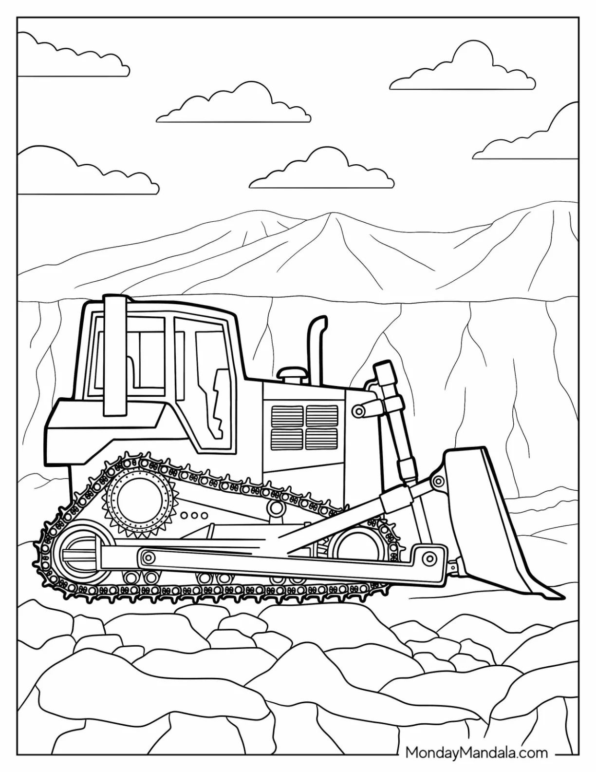 Çocuklar İçin Buldozer Boyama Sayfaları 