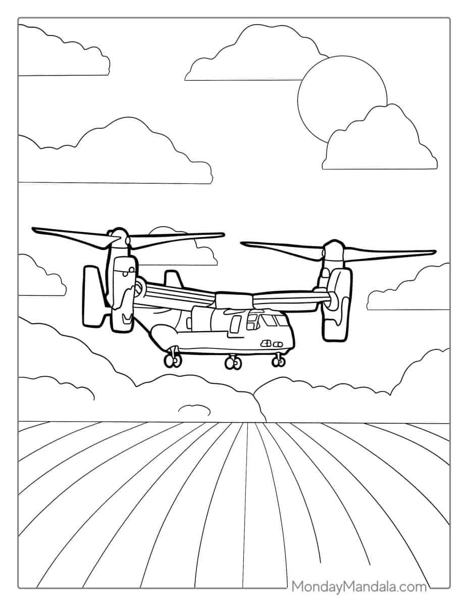 Çocuklar İçin Helikopter Boyama Sayfaları 