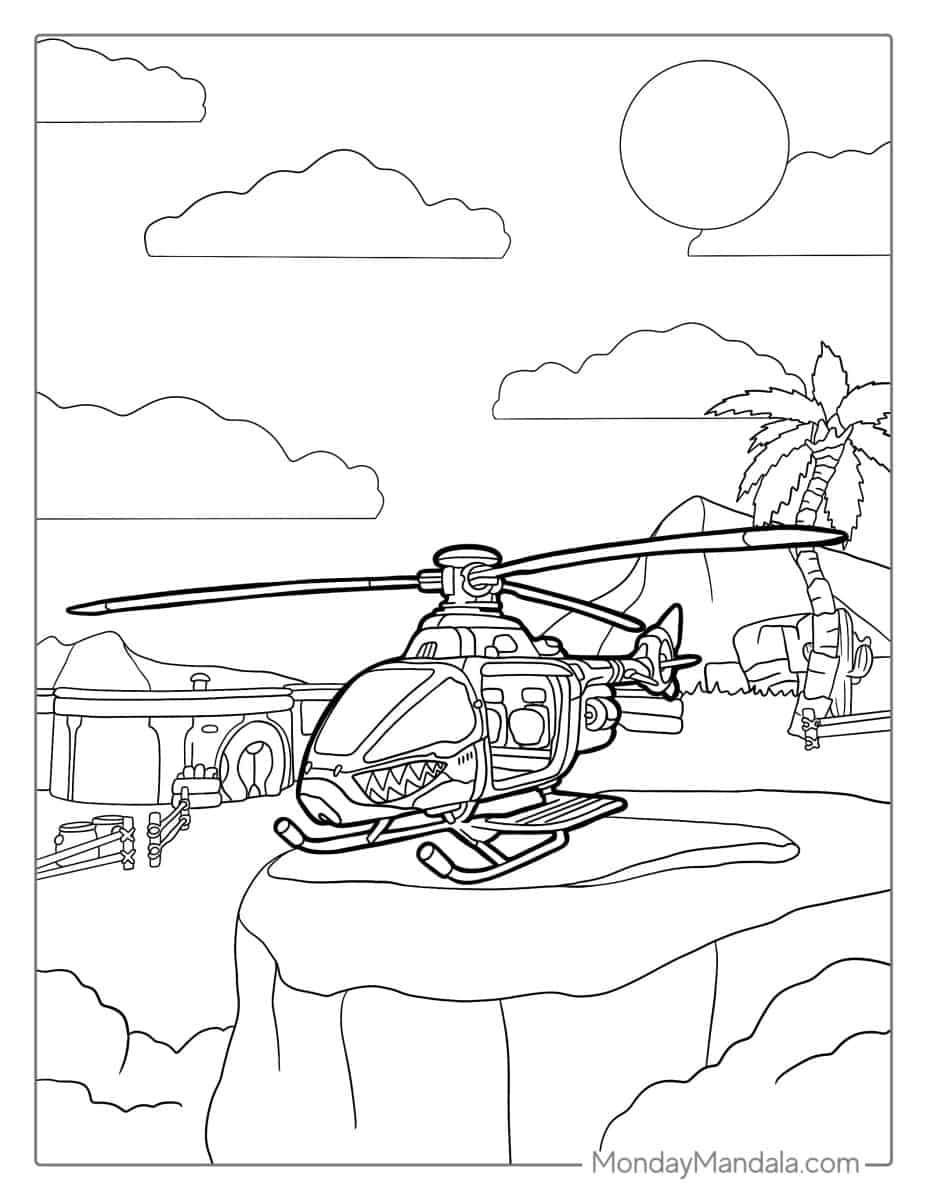 Çocuklar İçin Helikopter Boyama Sayfaları 