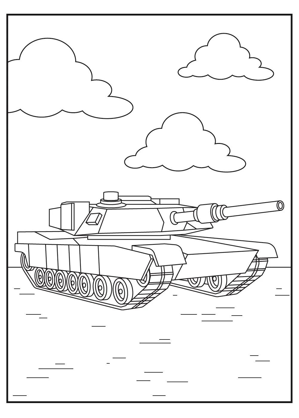 Çocuklar İçin Tank Boyama Sayfaları 