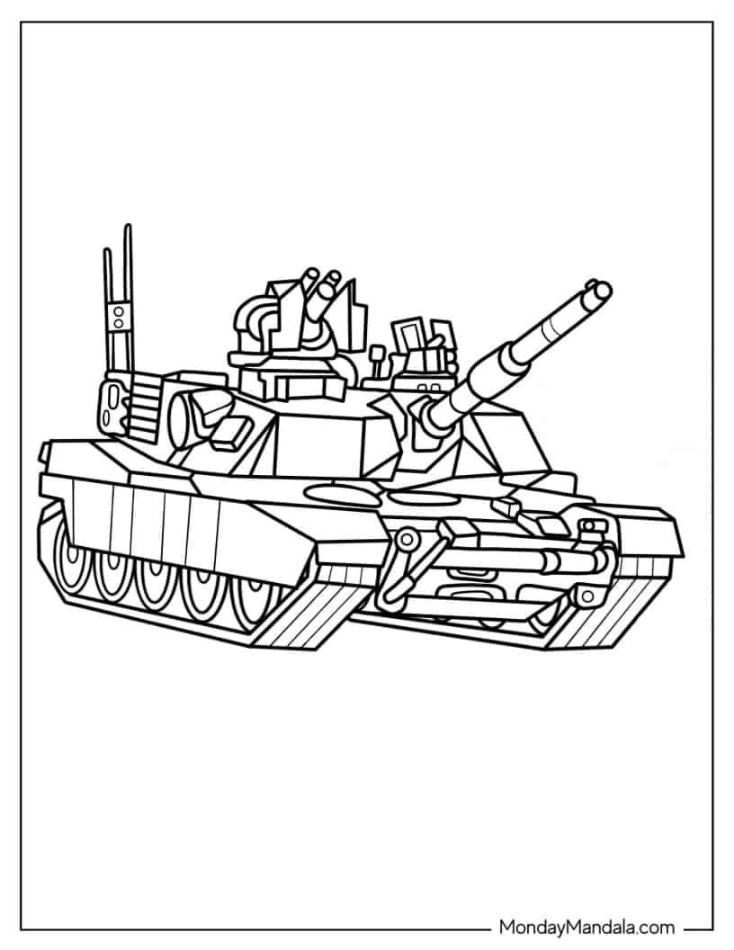 Çocuklar İçin Tank Boyama Sayfaları 