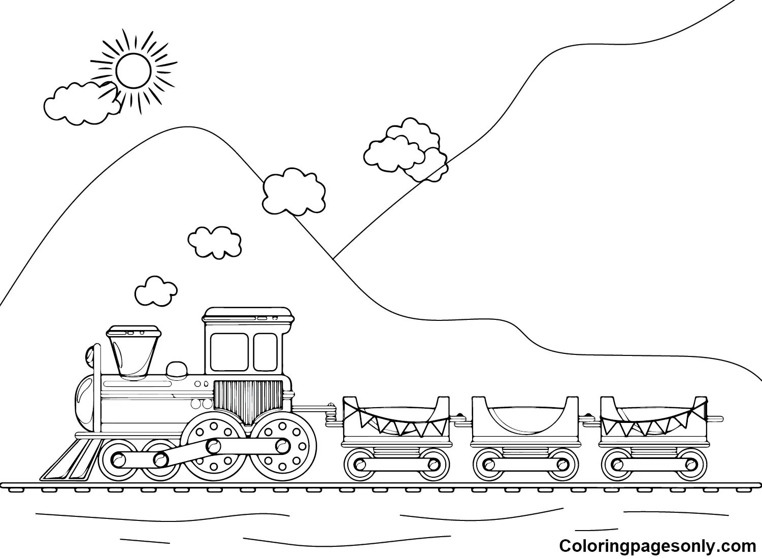 Çocuklar İçin Tren Boyama Sayfaları 