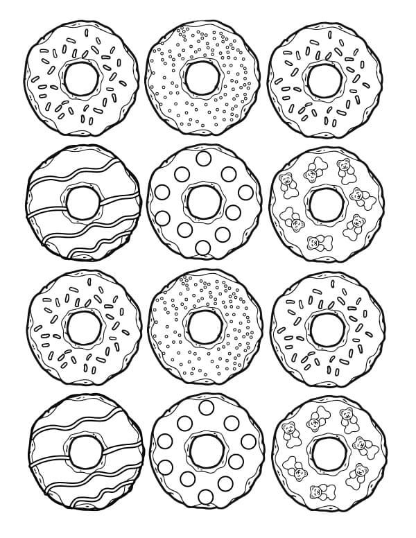 Çocuklar İçin Donat Boyama Sayfaları 