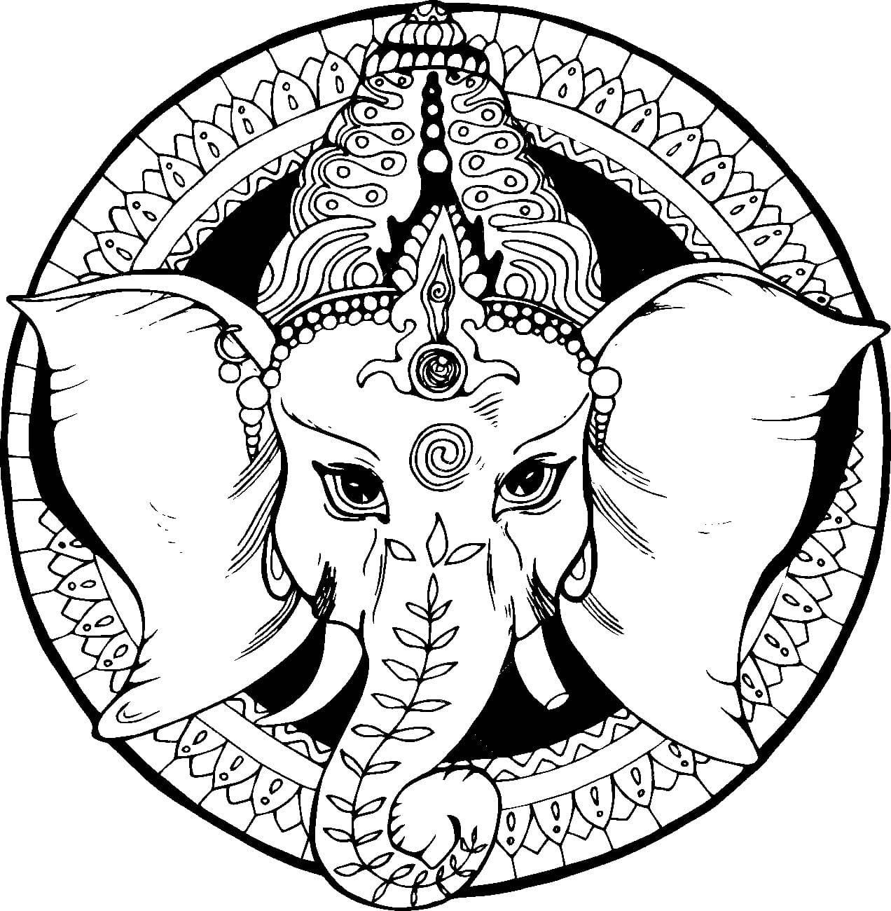 Çocuklar İçin  Ganesha Boyama Sayfaları 