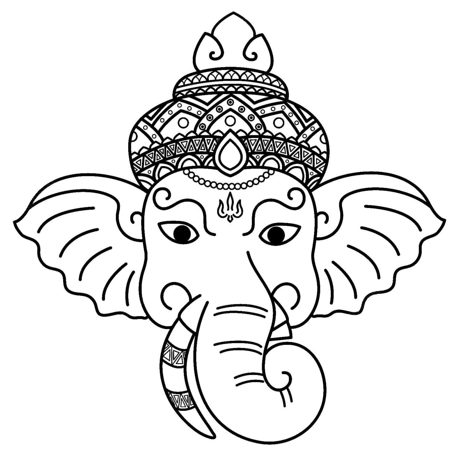 Çocuklar İçin  Ganesha Boyama Sayfaları 