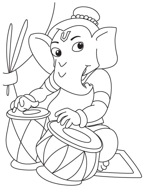 Çocuklar İçin  Ganesha Boyama Sayfaları 