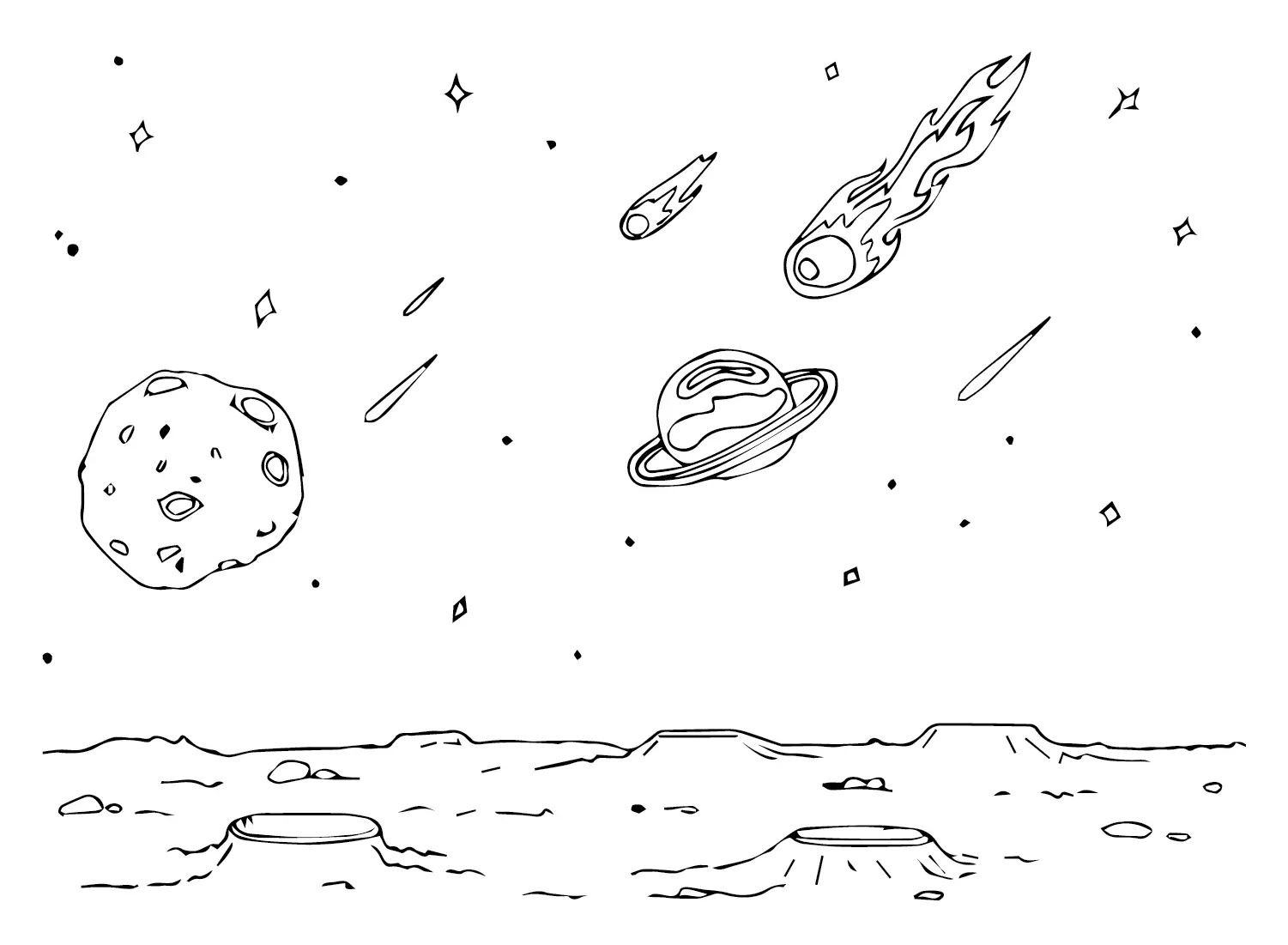 Çocuklar İçin  Astroid Boyama Sayfaları 