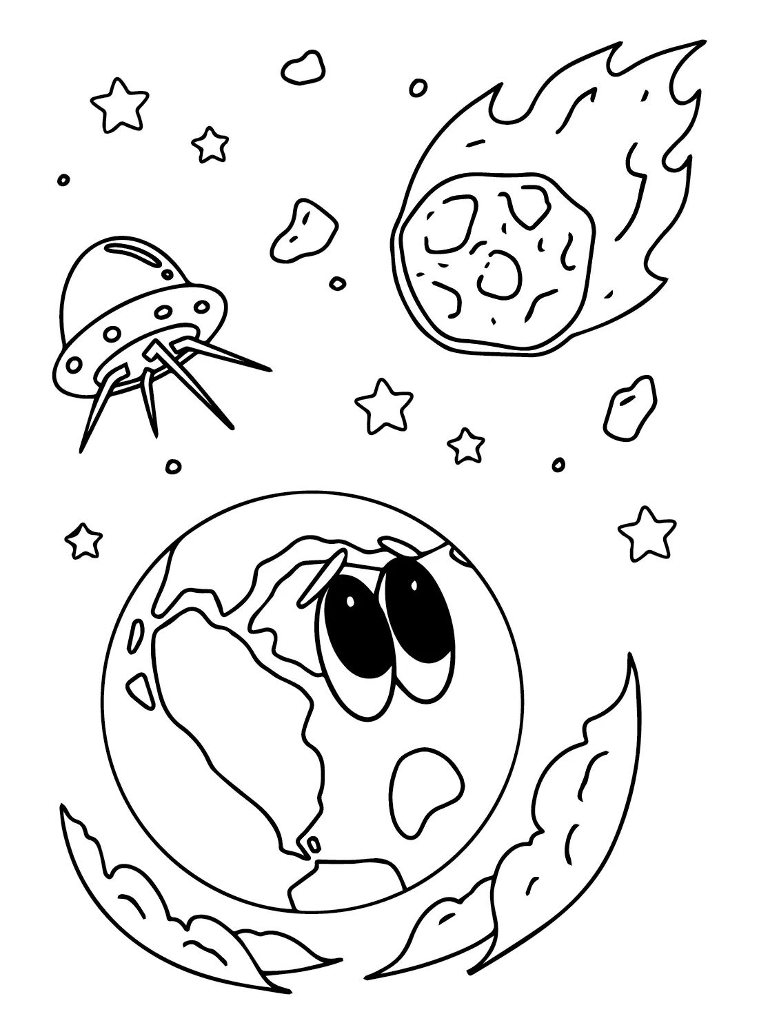 Çocuklar İçin  Astroid Boyama Sayfaları 