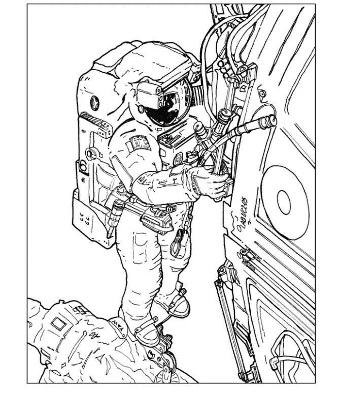 Çocuklar İçin  Astronot Boyama Sayfaları 
