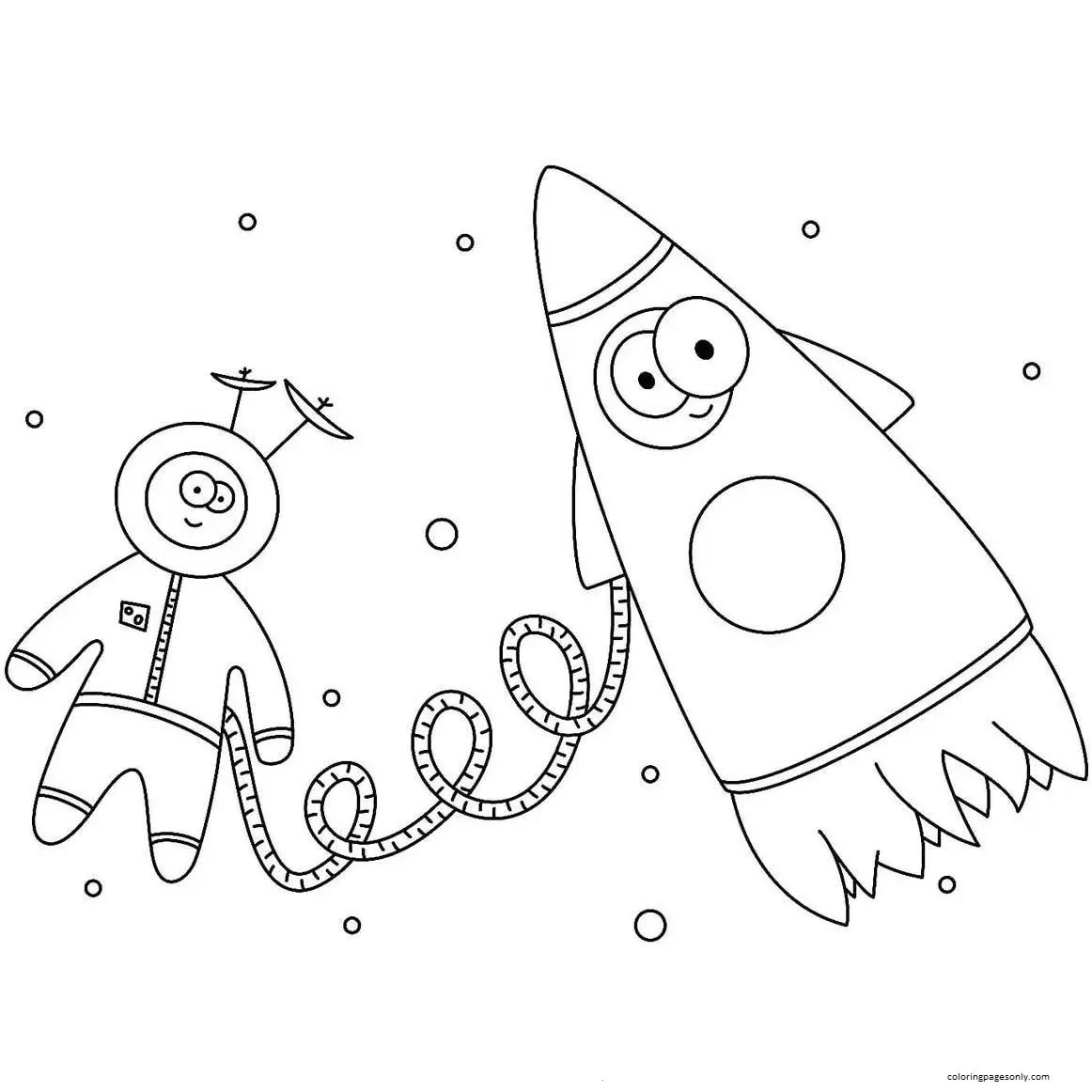 Çocuklar İçin  Astronot Boyama Sayfaları 