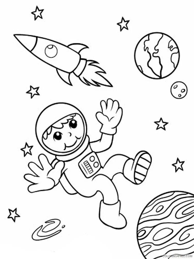 Çocuklar İçin  Astronot Boyama Sayfaları 