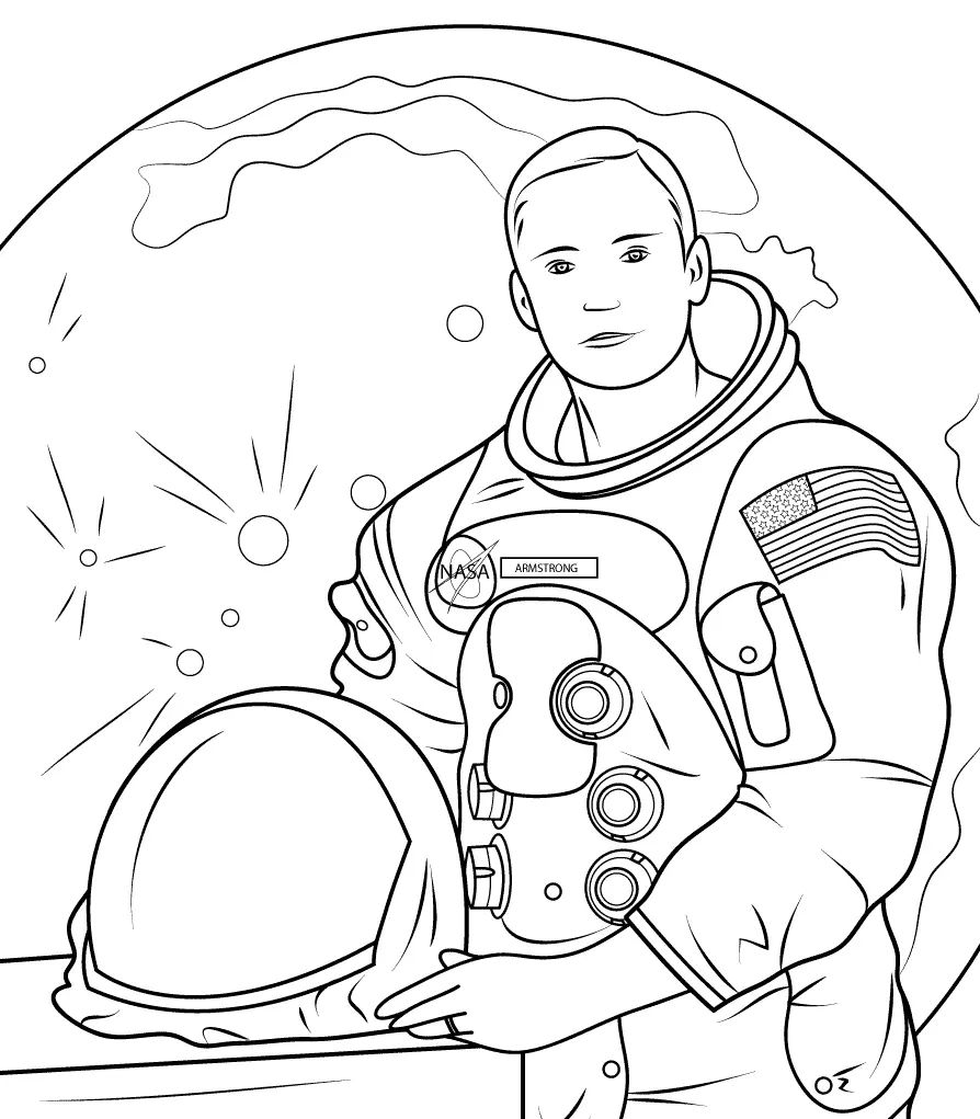 Çocuklar İçin  Astronot Boyama Sayfaları 