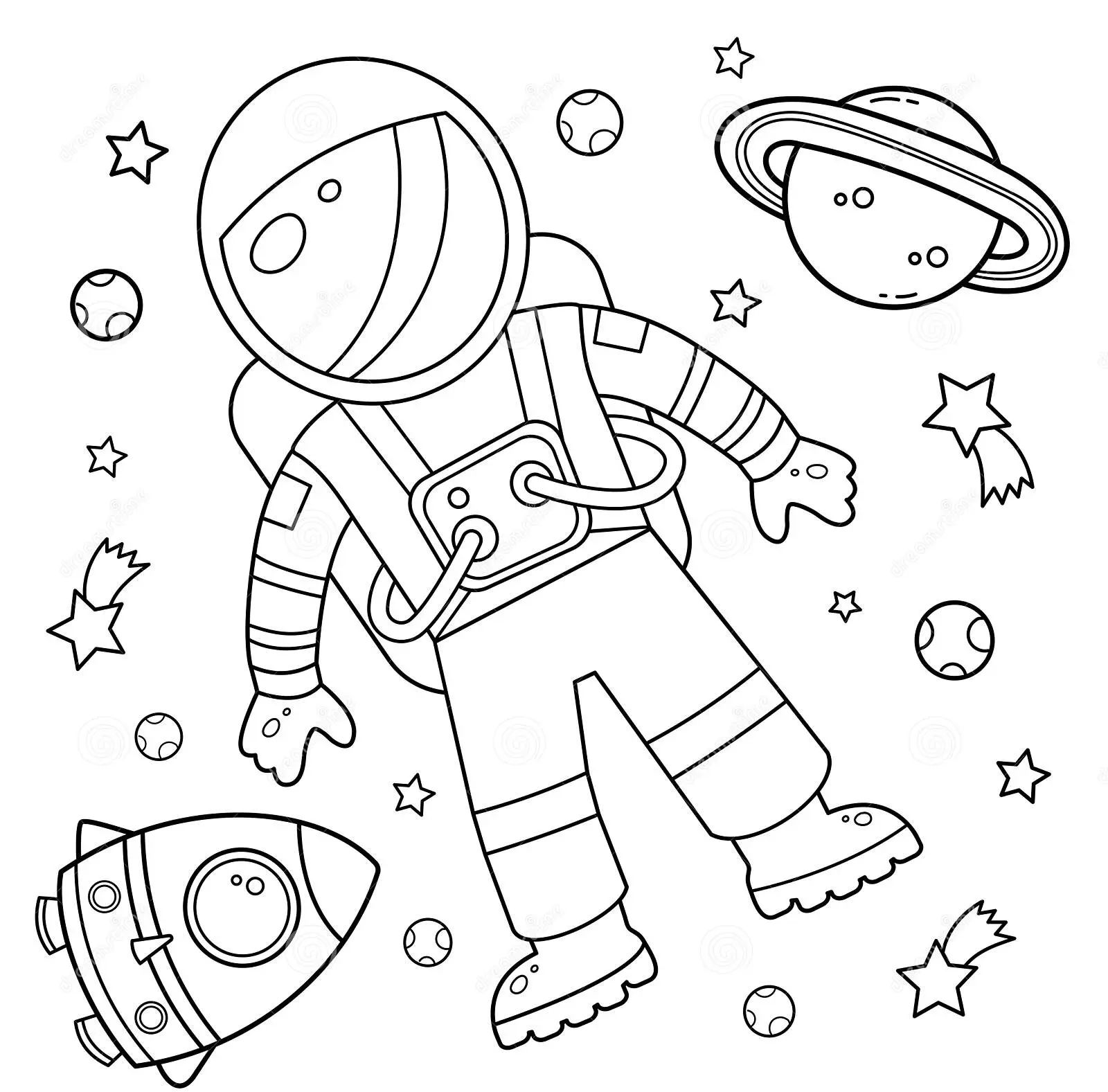 Çocuklar İçin  Astronot Boyama Sayfaları 