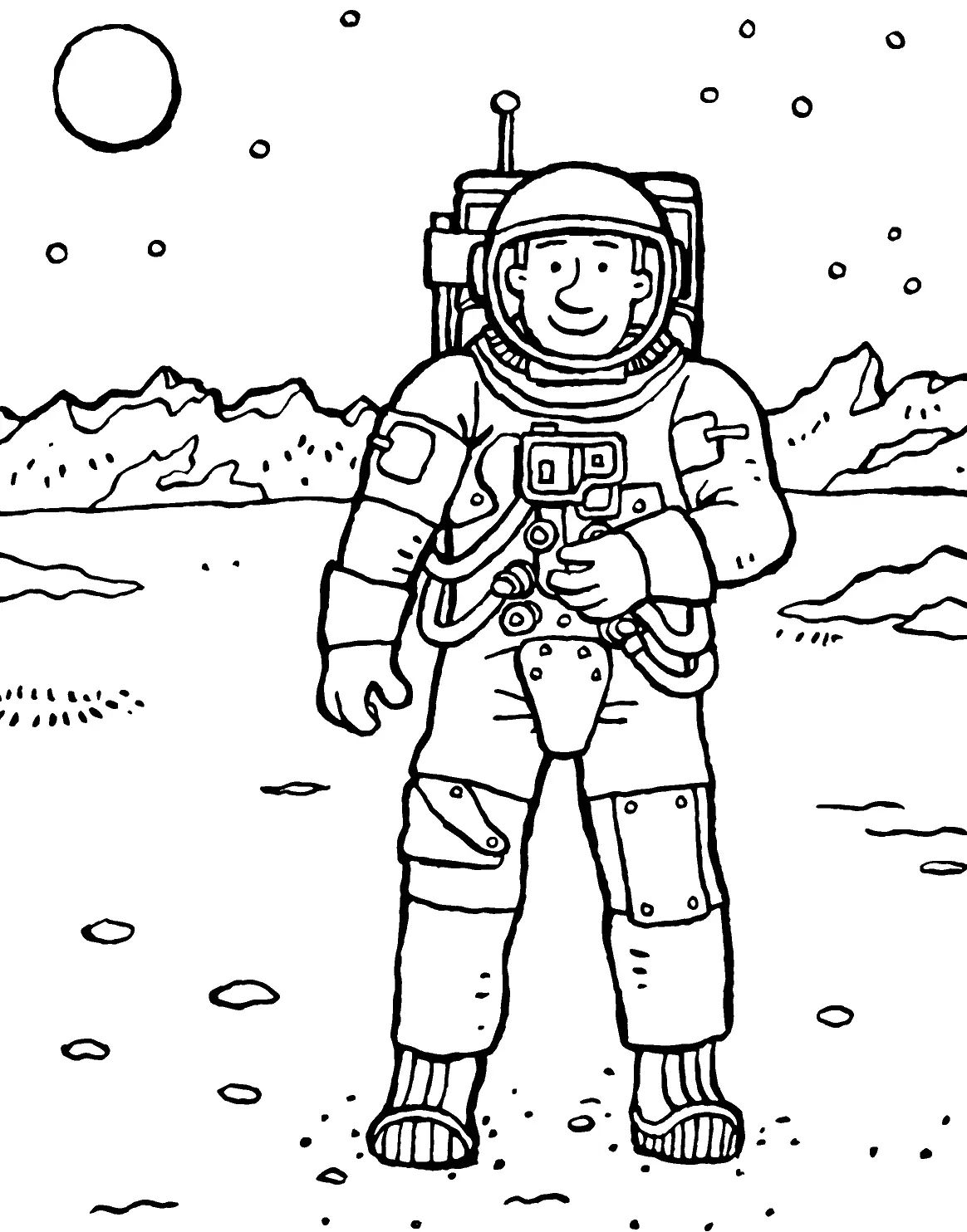 Çocuklar İçin  Astronot Boyama Sayfaları 