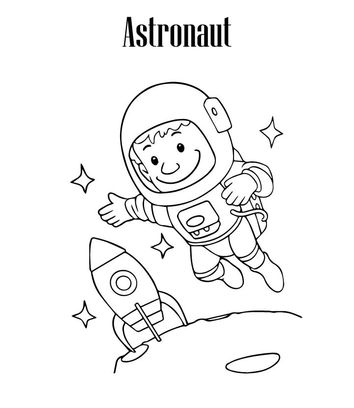 Çocuklar İçin  Astronot Boyama Sayfaları 