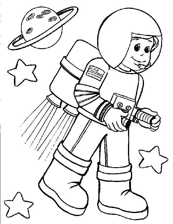 Çocuklar İçin  Astronot Boyama Sayfaları 