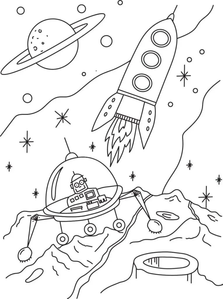 Çocuklar İçin  Astronot Boyama Sayfaları 