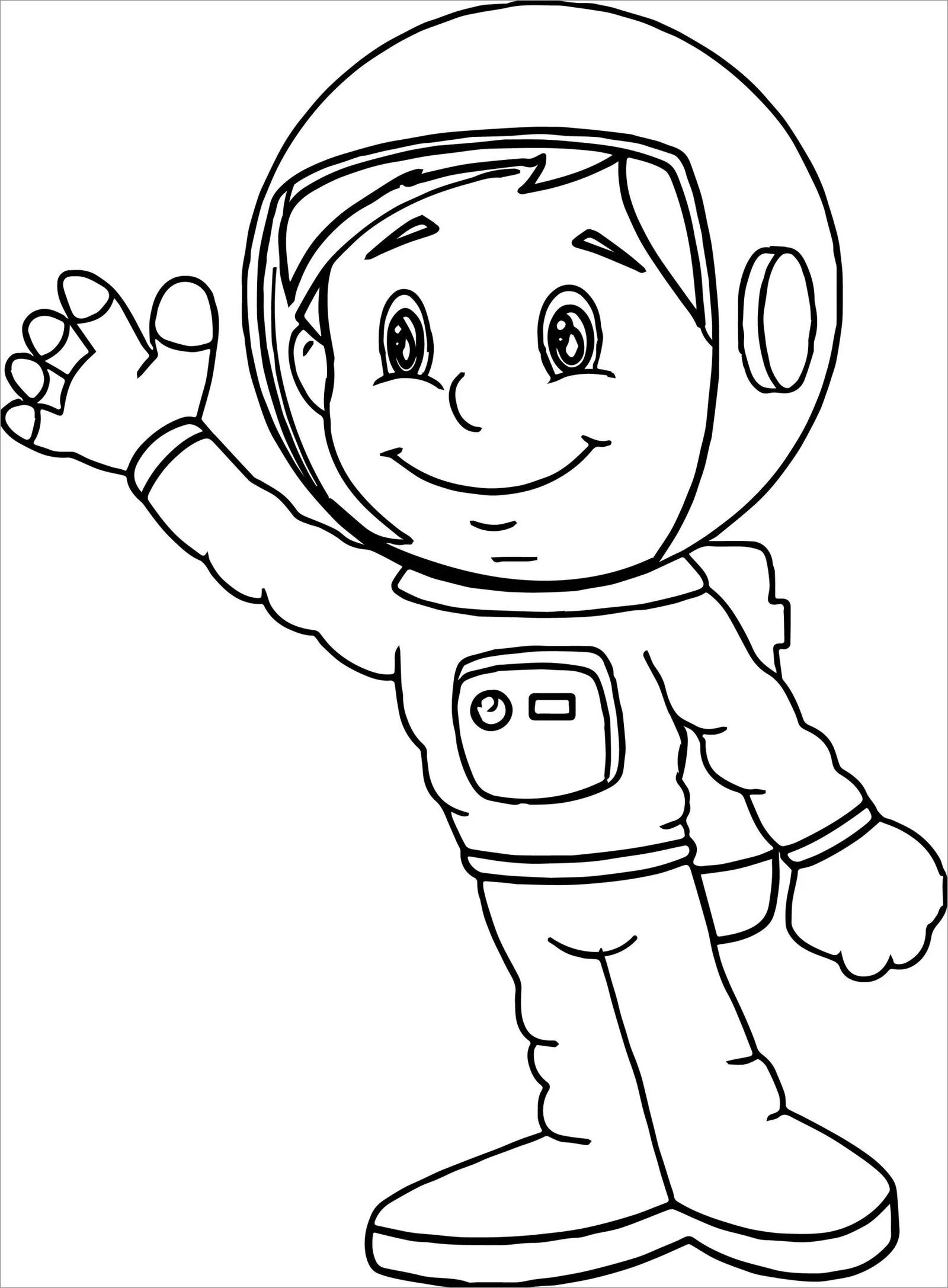 Çocuklar İçin  Astronot Boyama Sayfaları 