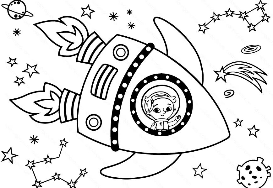 Çocuklar İçin  Astronot Boyama Sayfaları 