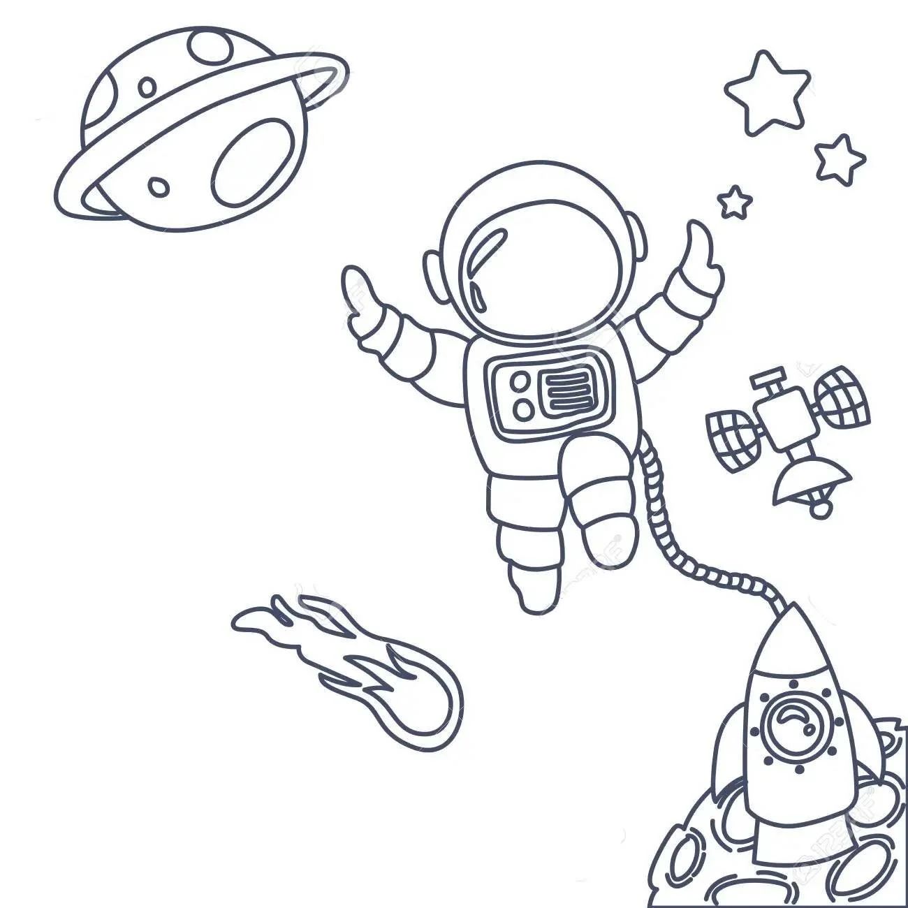 Çocuklar İçin  Astronot Boyama Sayfaları 
