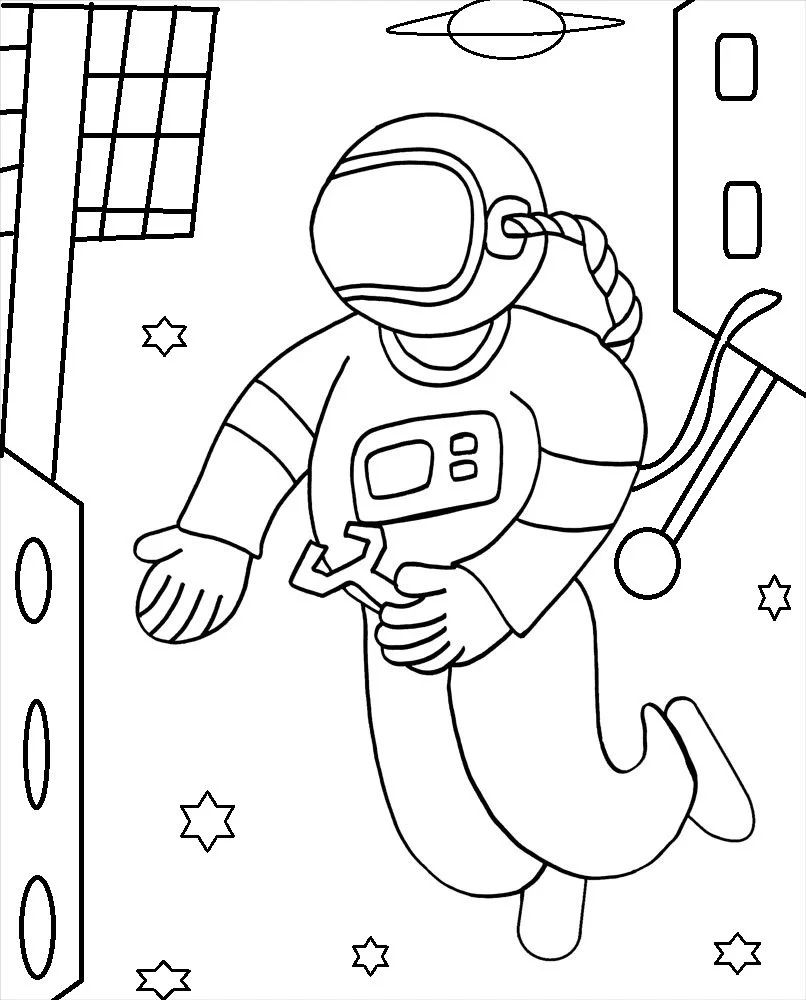 Çocuklar İçin  Astronot Boyama Sayfaları 