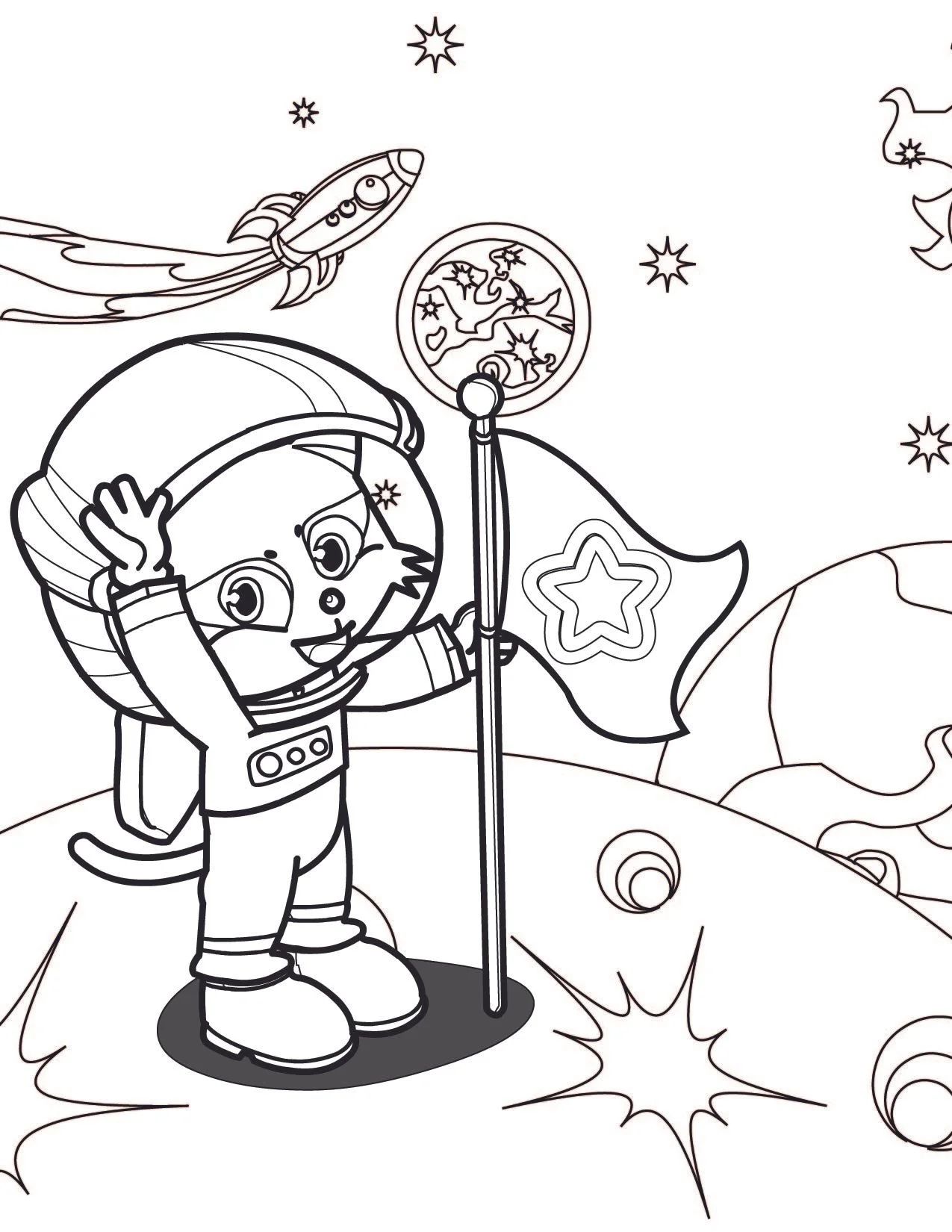 Çocuklar İçin  Astronot Boyama Sayfaları 
