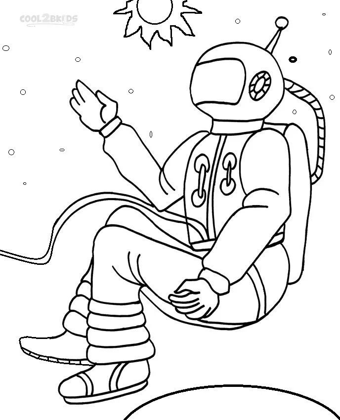 Çocuklar İçin  Astronot Boyama Sayfaları 