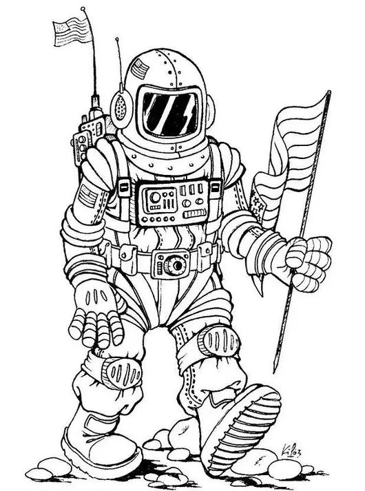 Çocuklar İçin  Astronot Boyama Sayfaları 