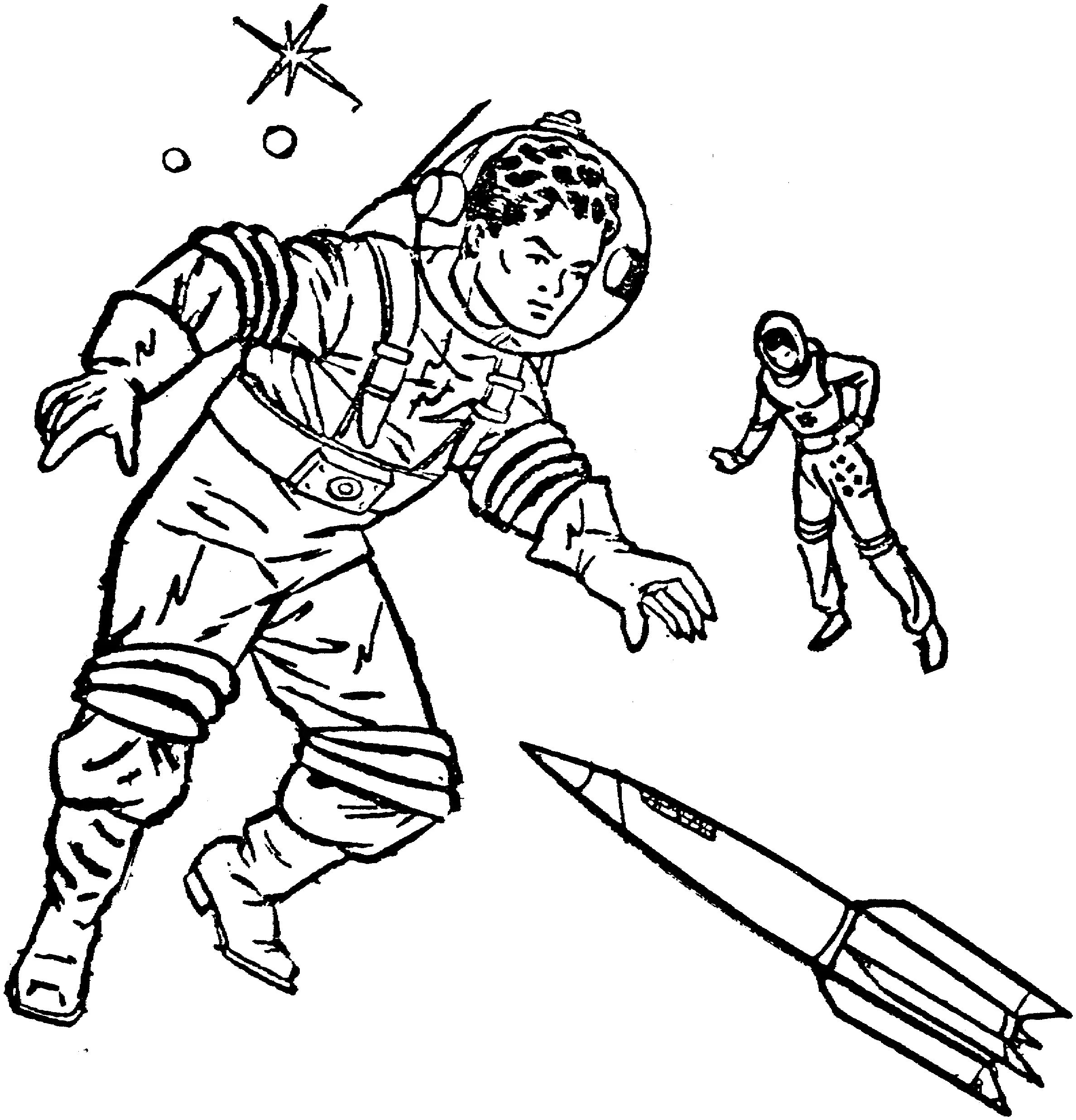 Çocuklar İçin  Astronot Boyama Sayfaları 
