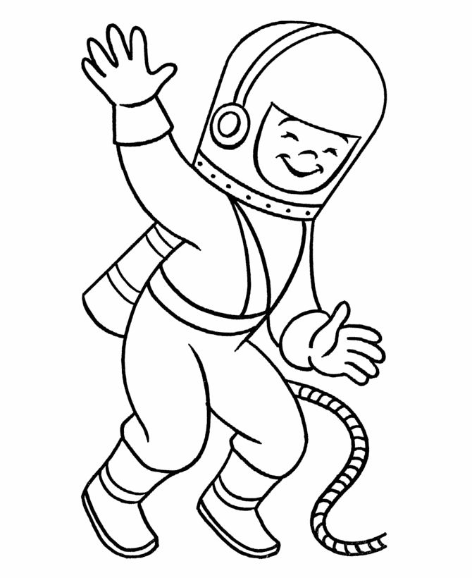 Çocuklar İçin  Astronot Boyama Sayfaları 
