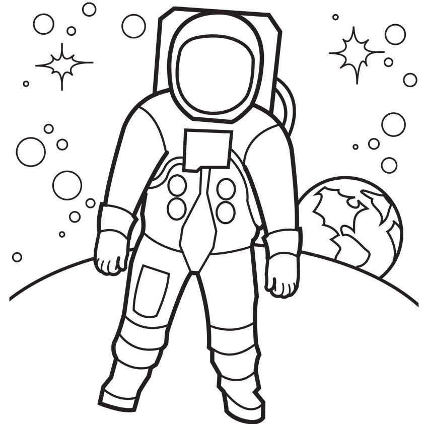 Çocuklar İçin  Astronot Boyama Sayfaları 