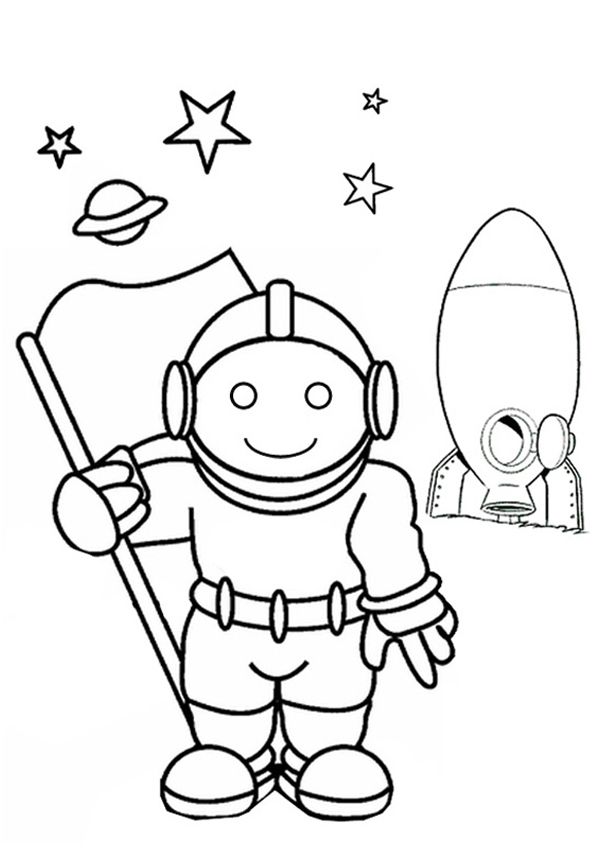 Çocuklar İçin  Astronot Boyama Sayfaları 