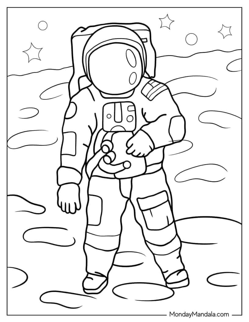 Çocuklar İçin  Astronot Boyama Sayfaları 