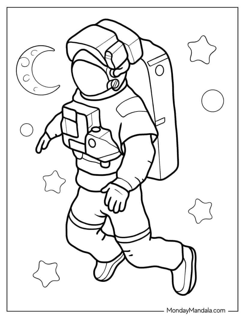 Çocuklar İçin  Astronot Boyama Sayfaları 