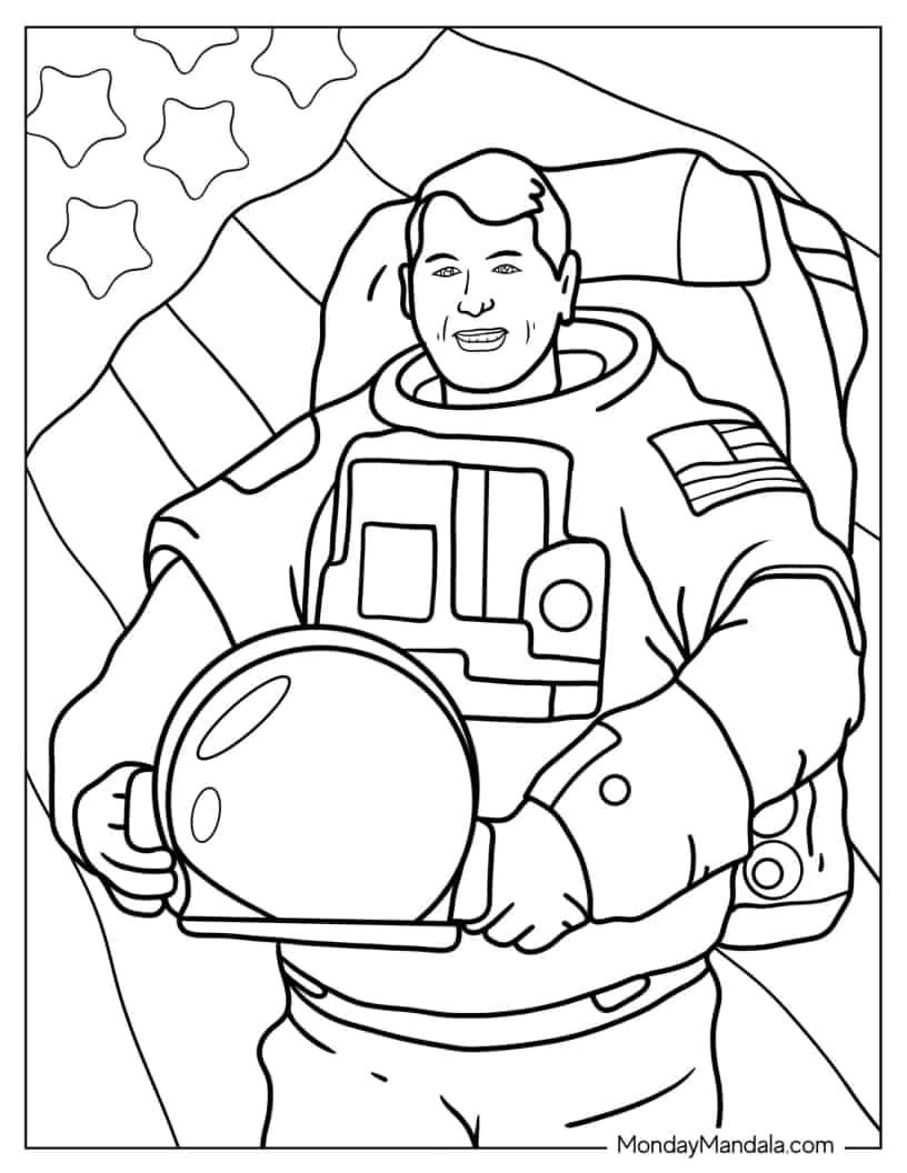 Çocuklar İçin  Astronot Boyama Sayfaları 