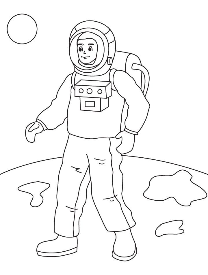 Çocuklar İçin  Astronot Boyama Sayfaları 
