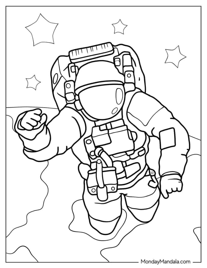 Çocuklar İçin  Astronot Boyama Sayfaları 
