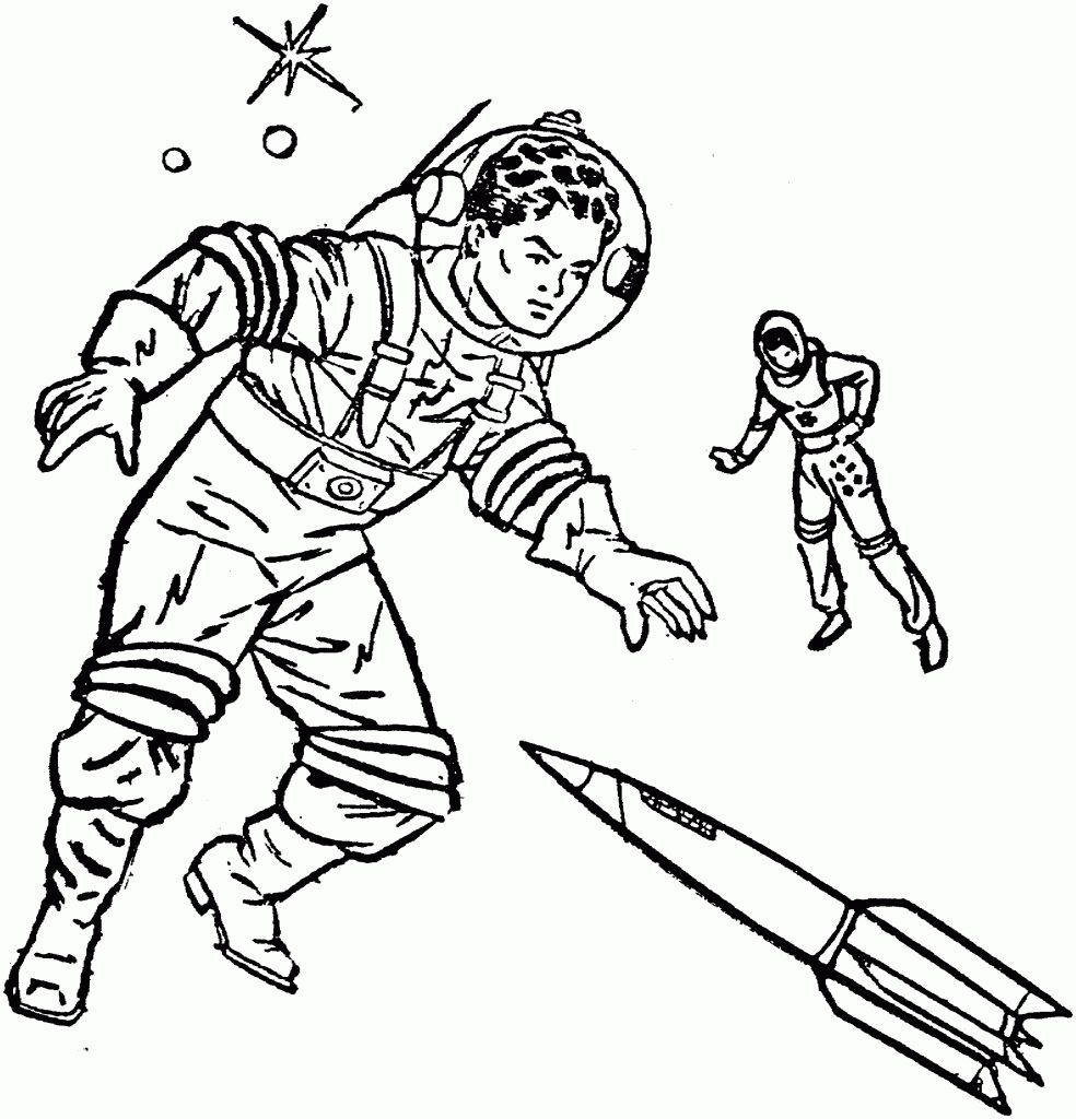 Çocuklar İçin  Astronot Boyama Sayfaları 