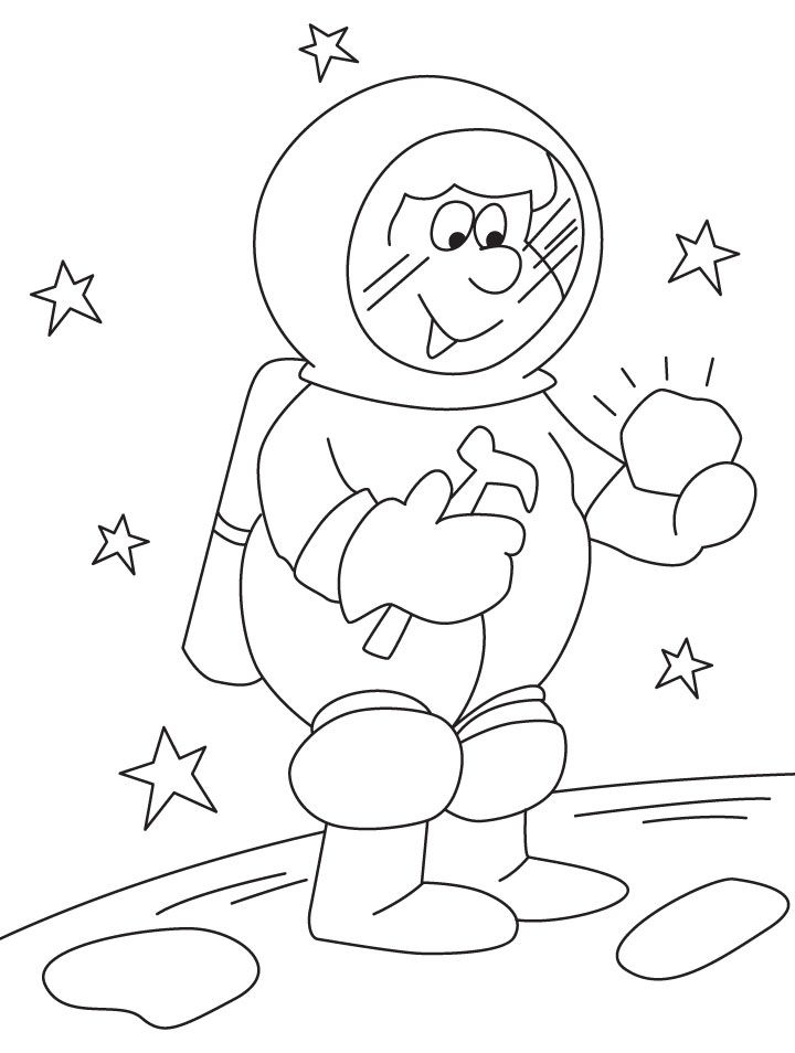 Çocuklar İçin  Astronot Boyama Sayfaları 