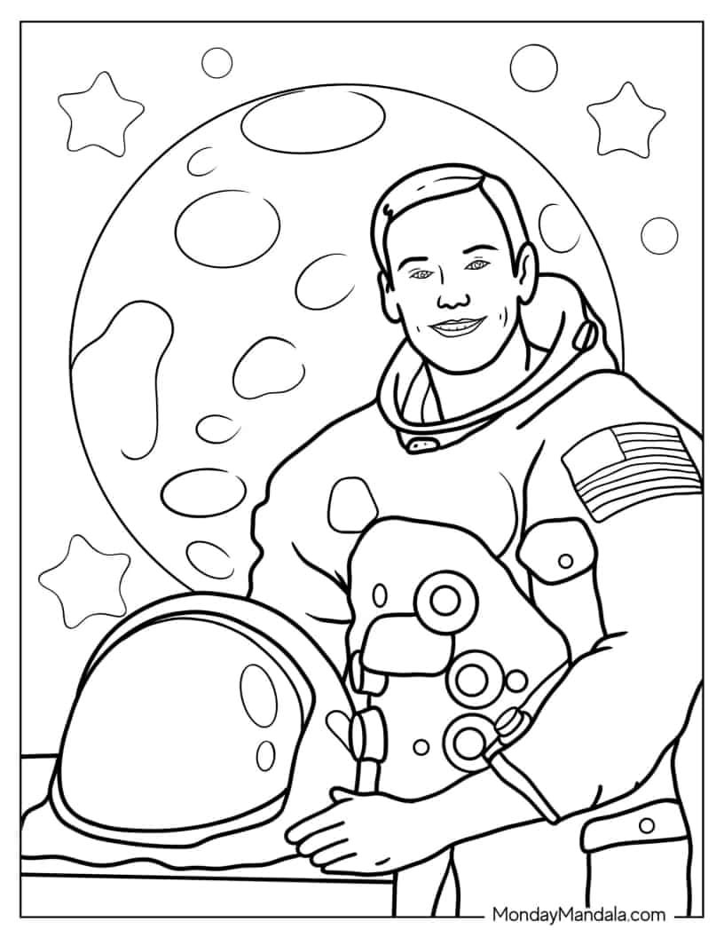 Çocuklar İçin  Astronot Boyama Sayfaları 