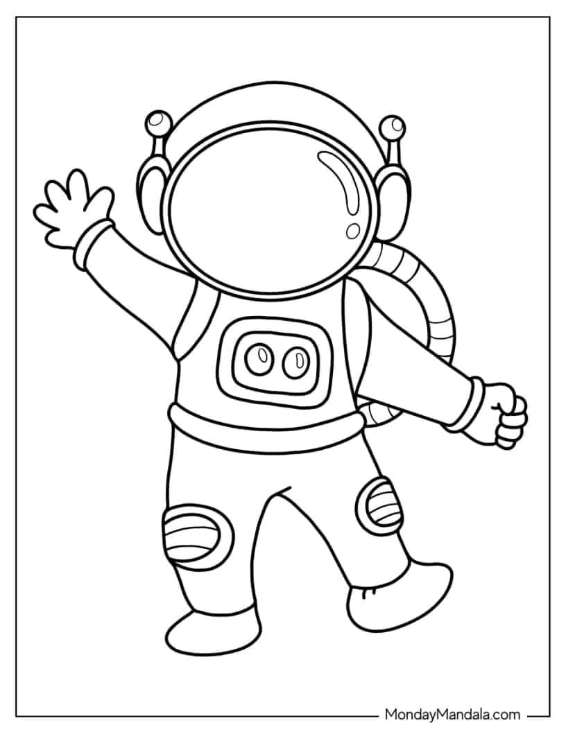 Çocuklar İçin  Astronot Boyama Sayfaları 