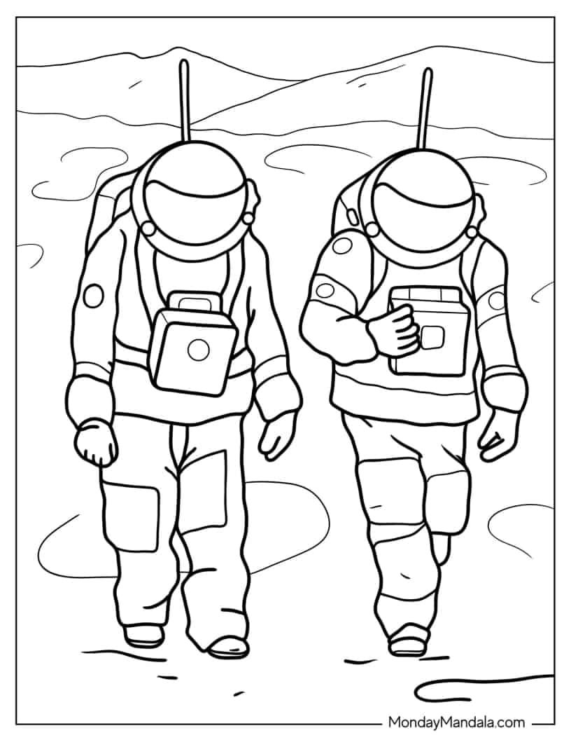 Çocuklar İçin  Astronot Boyama Sayfaları 