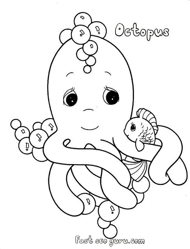 Çocuklar İçin Ahtapot Boyama Sayfaları 