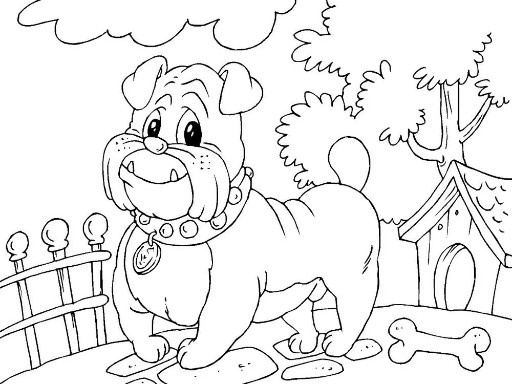 Çocuklar İçin Bulldog Boyama Sayfaları 