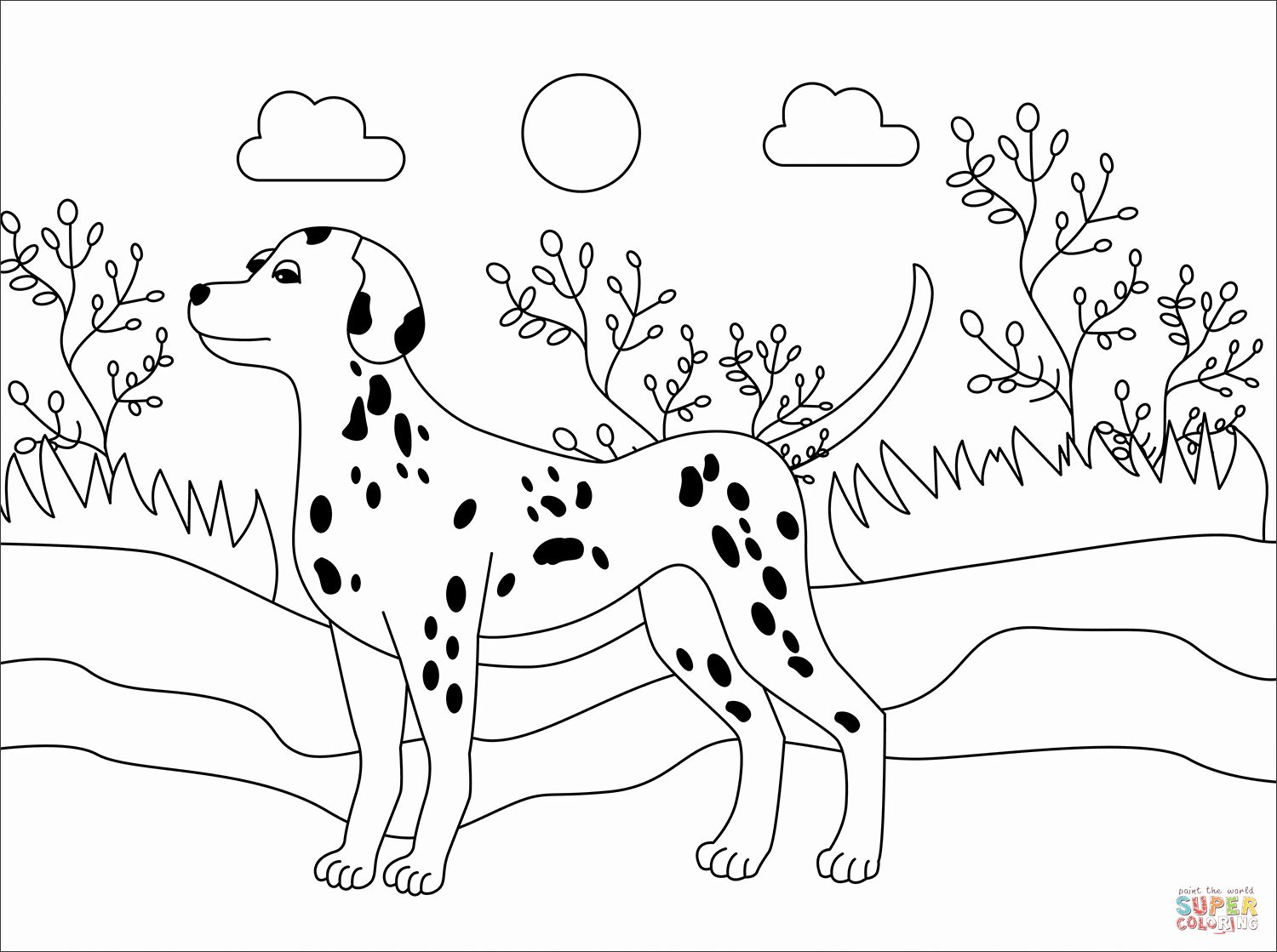 Çocuklar İçin Dalmaçyalı-Köpek Boyama Sayfaları 