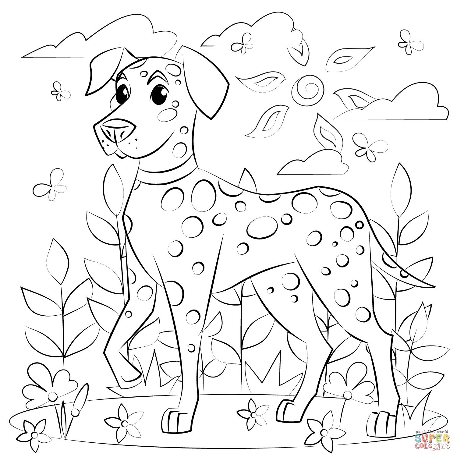 Çocuklar İçin Dalmaçyalı-Köpek Boyama Sayfaları 